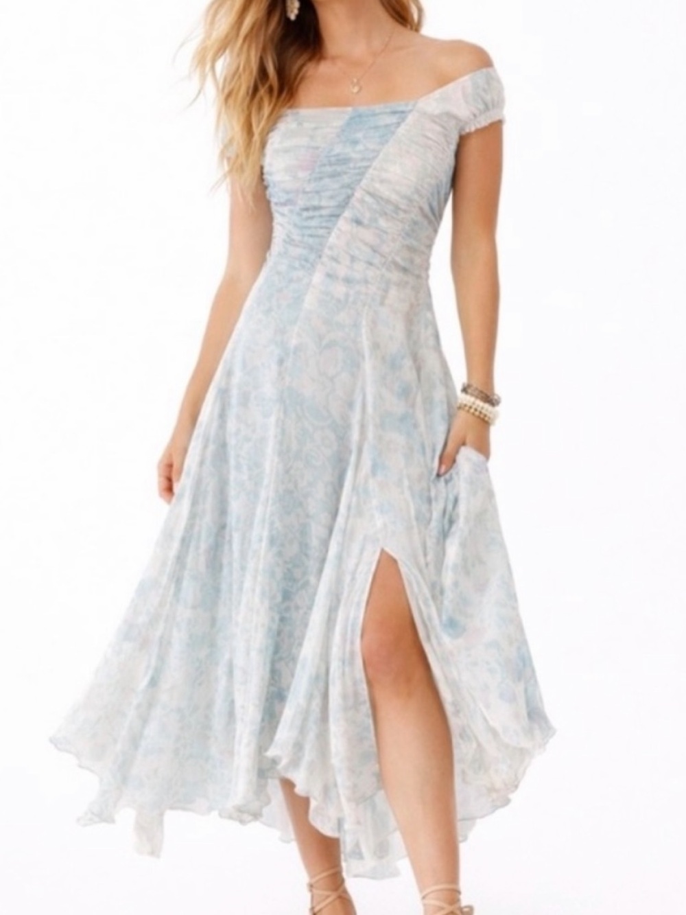 Free People Heart to Heart Midi Dress in the "Ocean Combo" color-way Size 6